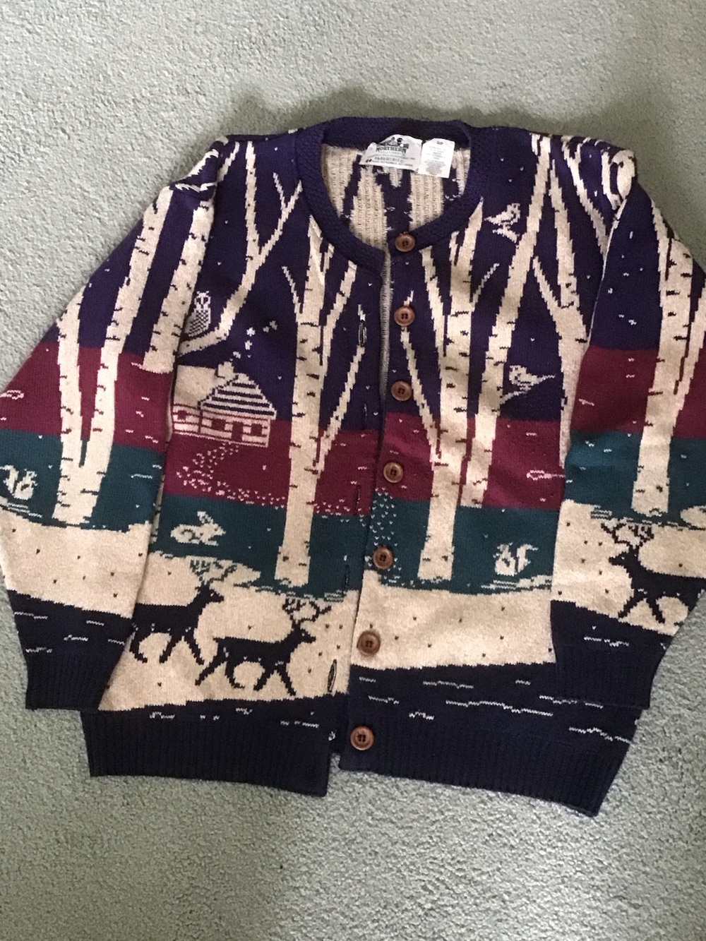 Northern Reflections Multicolor Woodland Deer Cardigan Sweater